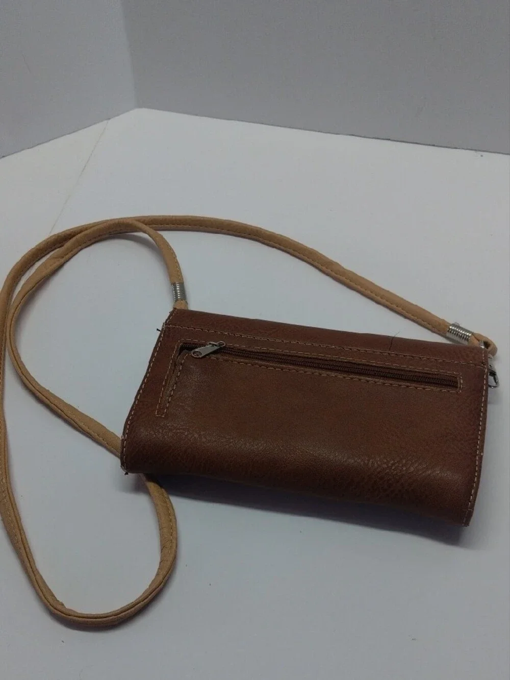 Faith-Inspired Brown Crossbody Wallet with Embroidered Scripture